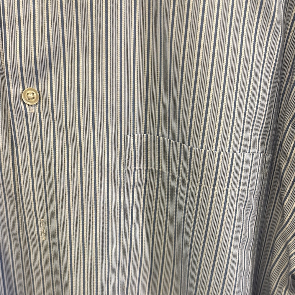Joseph Abboud Blue and White Pinstripe Dress Shirt non iron - Picture 3 of 7